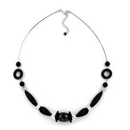 necklace black and silver-coloured shiny 48cm