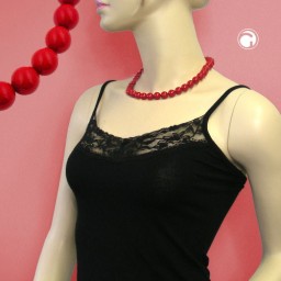 collier plastic beads red-shiny 42cm