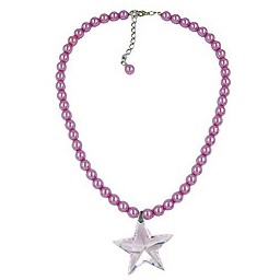 necklace glass beads star pink 45cm