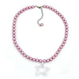 necklace glass beads starfish pink 45cm