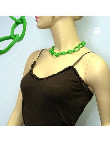 collier wide curb chain green-matt