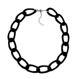 necklace wide anchor chain black glossy