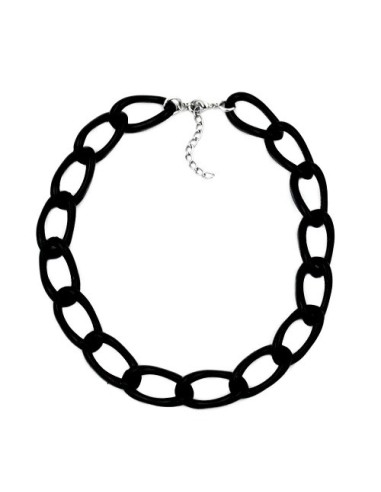 necklace wide anchor chain black glossy