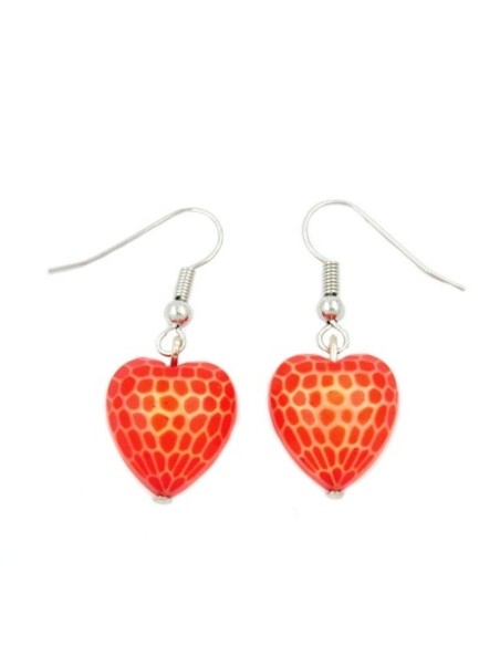 hook earrings heart orange red