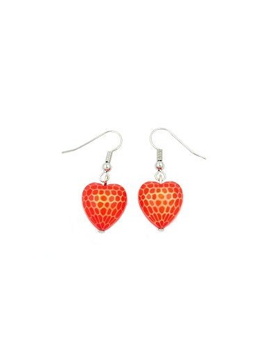 hook earrings heart orange red