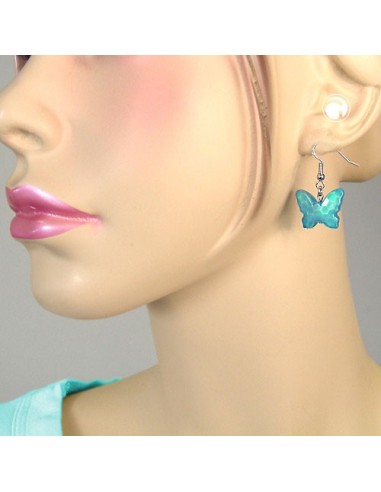 hook earrings butterfly light blue