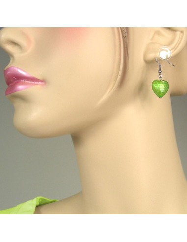hook earrings heart green