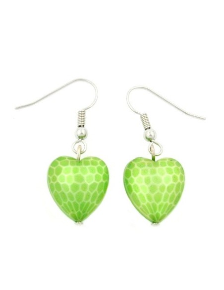 hook earrings heart green