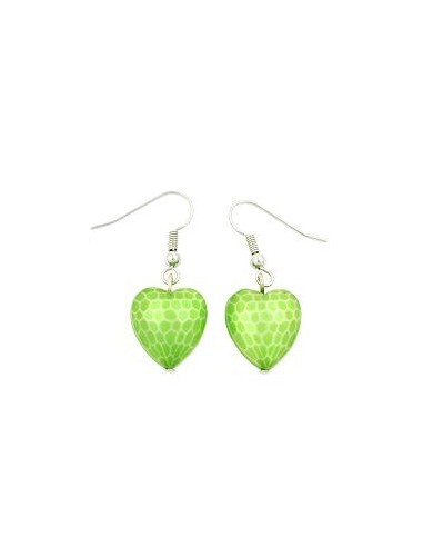 hook earrings heart green