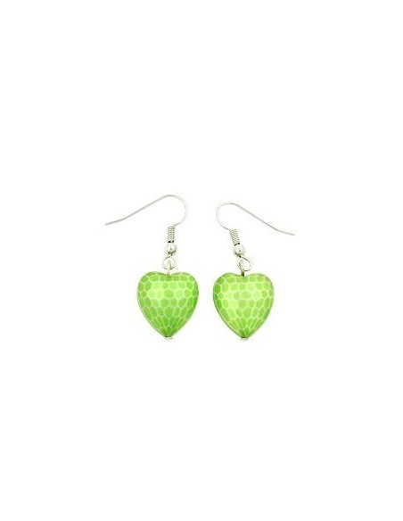 hook earrings heart green