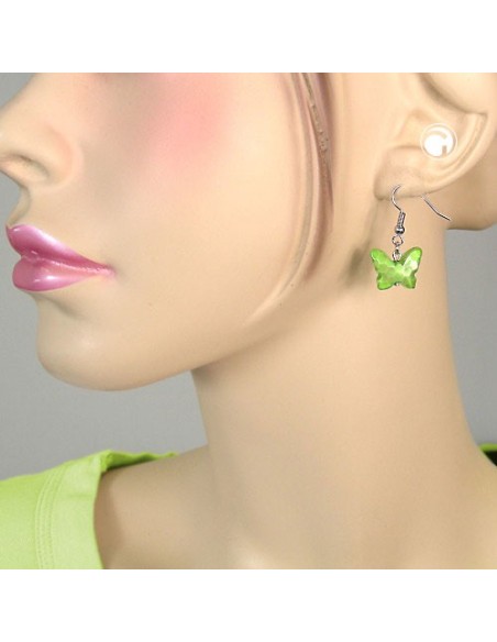 hook earrings butterfly green