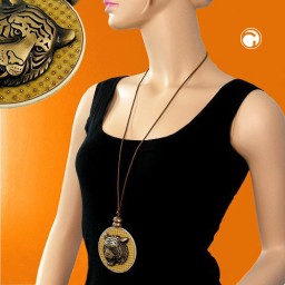 necklace disk with tigerhead brown