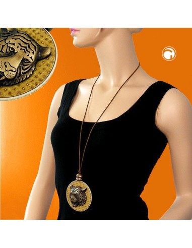 necklace disk with tigerhead brown