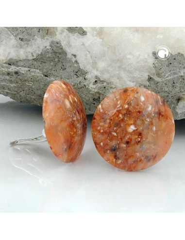 clip-on earring round red brown black white 30mm