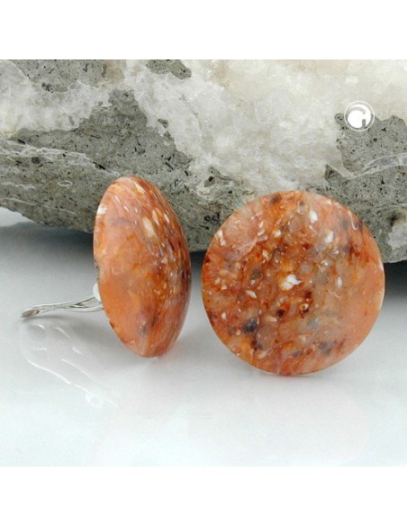 clip-on earring round red brown black white 30mm