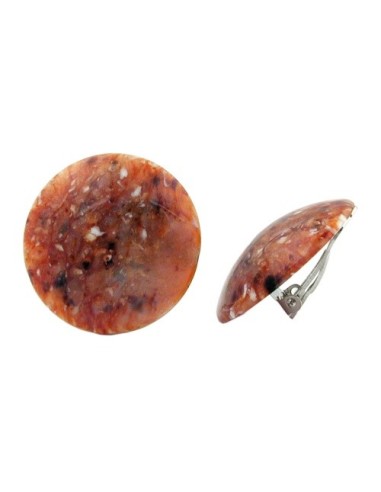 clip-on earring round red brown black white 30mm