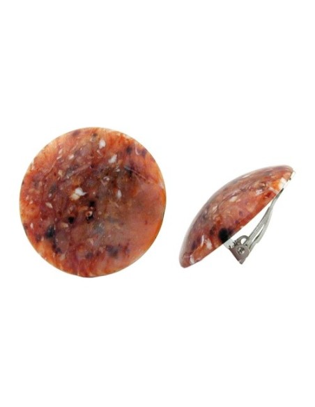 clip-on earring round red brown black white 30mm