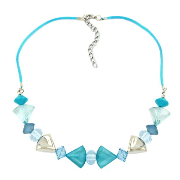 necklace turquoise-blue/silver colored various beads