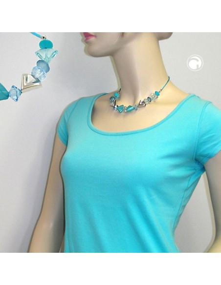 necklace turquoise-blue/silver colored various beads