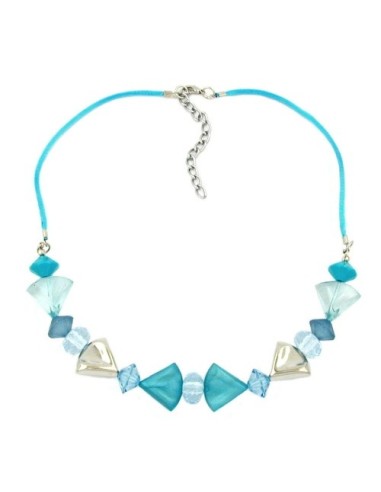 necklace turquoise-blue/silver colored various beads