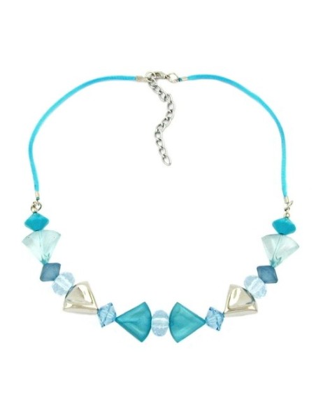 necklace turquoise-blue/silver colored various beads