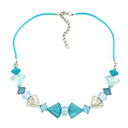 necklace turquoise-blue/silver colored various beads