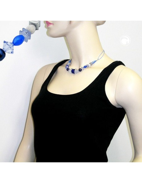 necklace blue tones various beads