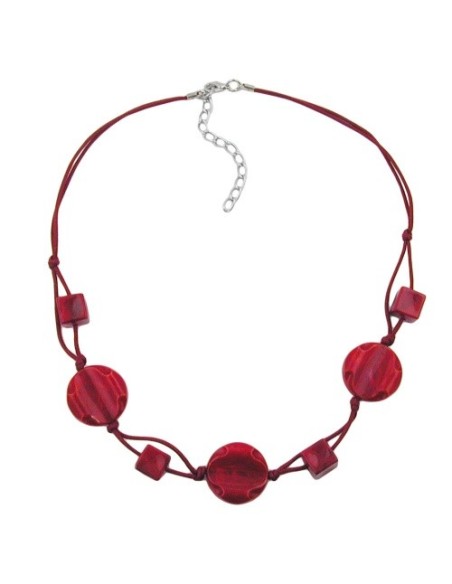 necklace red marbled beads red knotted cord