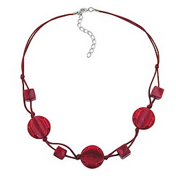 necklace red marbled beads red knotted cord