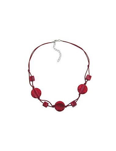 necklace red marbled beads red knotted cord
