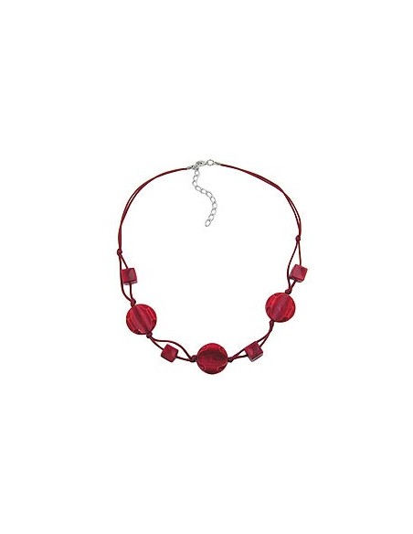 necklace red marbled beads red knotted cord