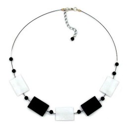 necklace black and white beads 45cm