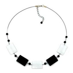 necklace black and white beads 45cm