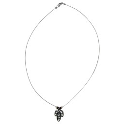 necklace leaf pendant red beads