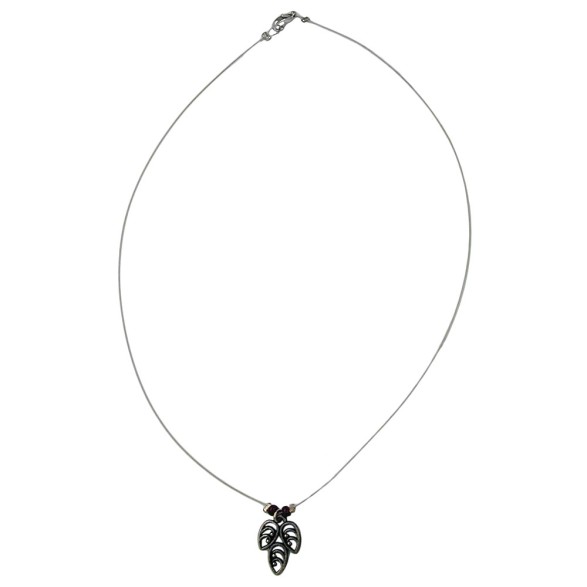 necklace leaf pendant red beads