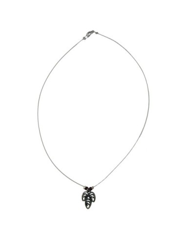 necklace leaf pendant red beads