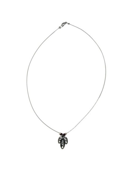 necklace leaf pendant red beads