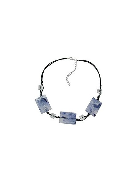 necklace 3 pillow beads white/grey marbled