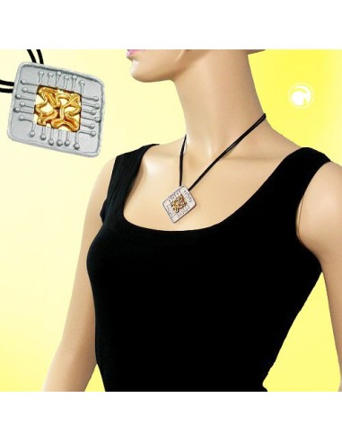 necklace square silver-gold 45cm