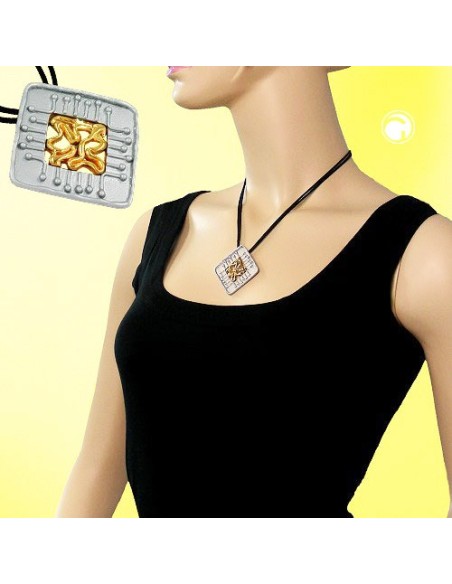 necklace square silver-gold 45cm