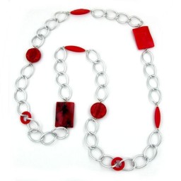 necklace curb chain beads 98cm