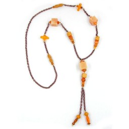 necklace beads beige-brown 95cm