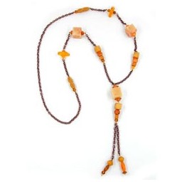 necklace beads beige-brown 95cm