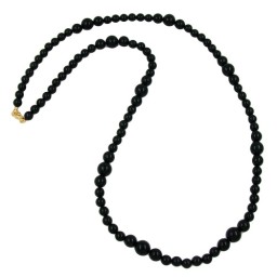 necklace beads shiny black 88cm