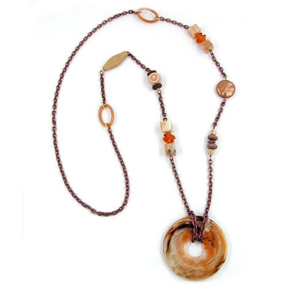 necklace hoops brown 95cm