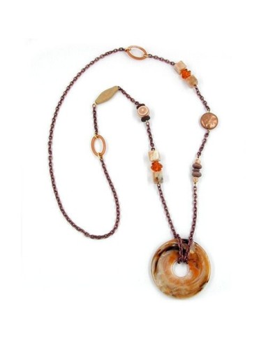 necklace hoops brown 95cm