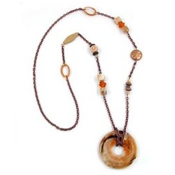 necklace hoops brown 95cm