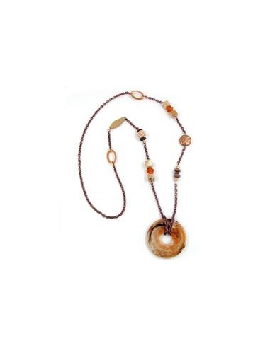 necklace hoops brown 95cm