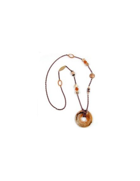 necklace hoops brown 95cm