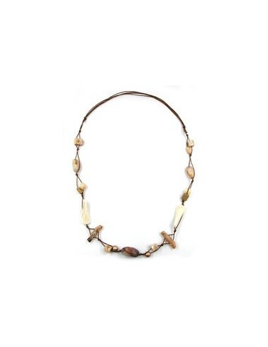 necklace beads beige-brown 105cm
